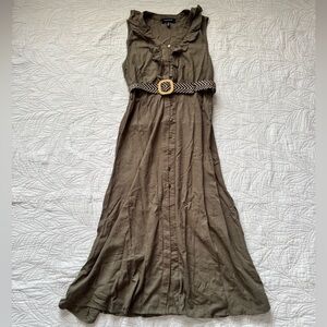 Ellen Tracy Olive Maxi Dress with Belt